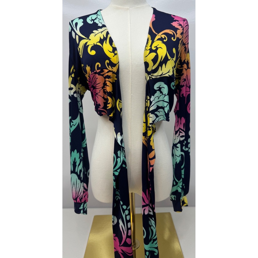 NWT Kendra Top Baroque Floral Tie Front Crop Long Sleeve Festival Rave Large - Picture 5 of 8